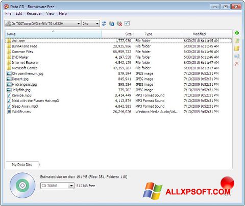 Screenshot BurnAware Free Windows XP