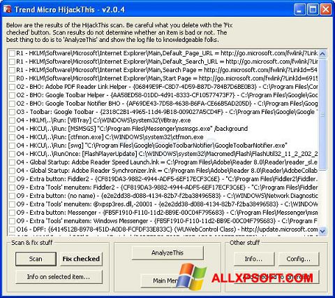 Screenshot HijackThis Windows XP