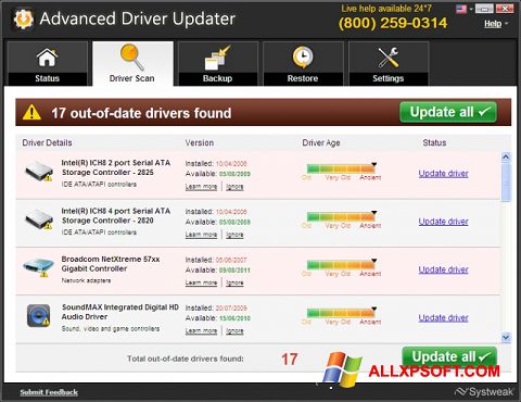 Screenshot Advanced Driver Updater Windows XP