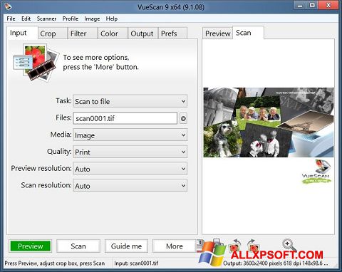 Screenshot VueScan Windows XP