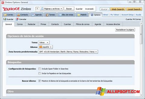 Screenshot Zimbra Desktop Windows XP