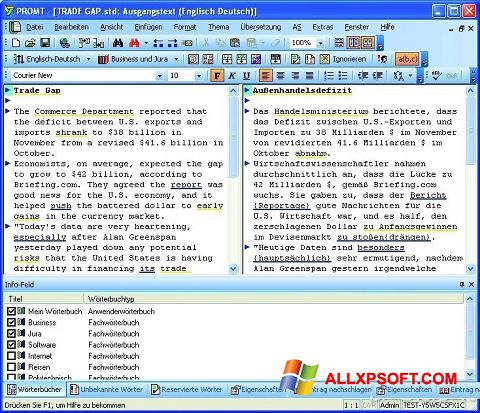 Screenshot PROMT Windows XP