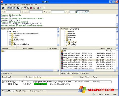 Screenshot FileZilla Windows XP