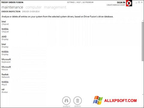 Screenshot Driver Fusion Windows XP