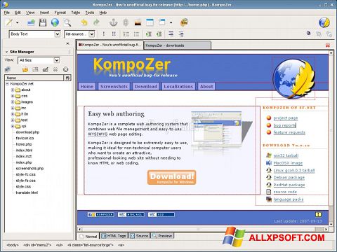 Screenshot KompoZer Windows XP
