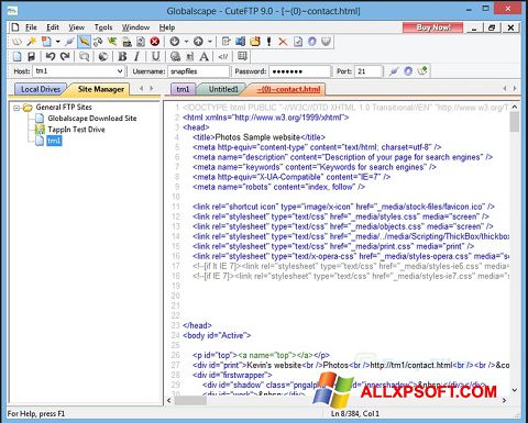 Screenshot CuteFTP Windows XP