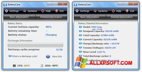 Screenshot BatteryCare Windows XP