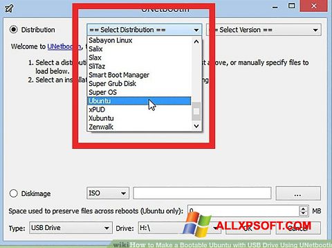 Screenshot UNetbootin Windows XP