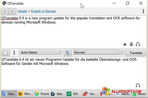 Screenshot QTranslate Windows XP