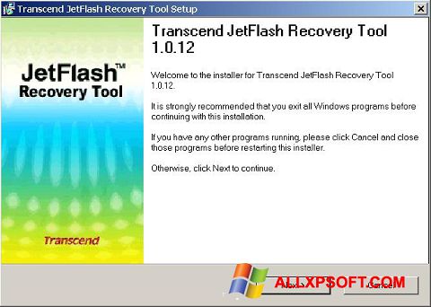 Screenshot JetFlash Recovery Tool Windows XP