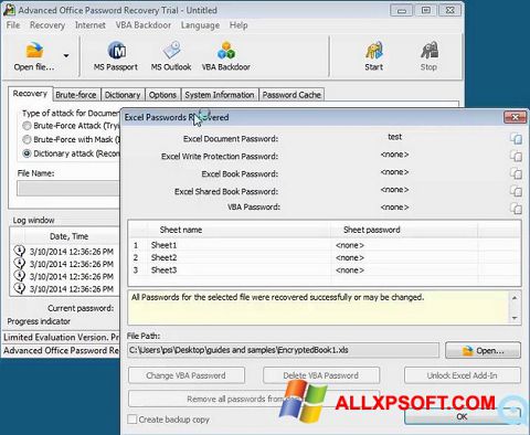 Screenshot Advanced Office Password Recovery Windows XP