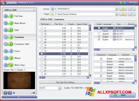 Screenshot DVDFab Windows XP