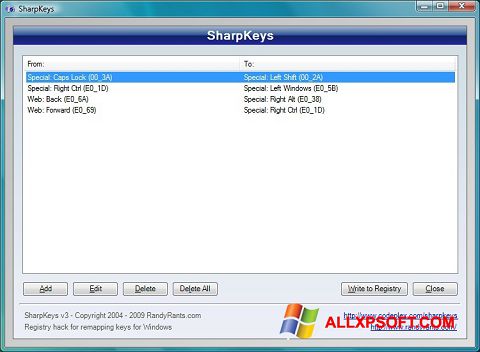 Screenshot SharpKeys Windows XP