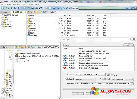 Screenshot UltraISO Windows XP