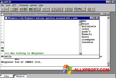 Screenshot mIRC Windows XP