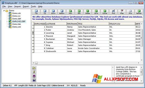 Screenshot DBF Viewer Windows XP