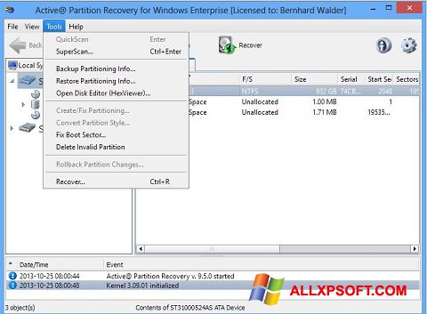 Screenshot Active Partition Recovery Windows XP