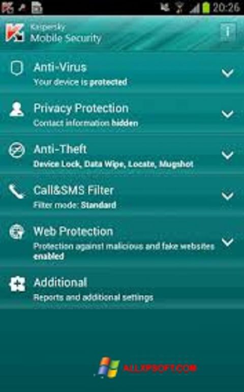 Screenshot Kaspersky Mobile Security Windows XP