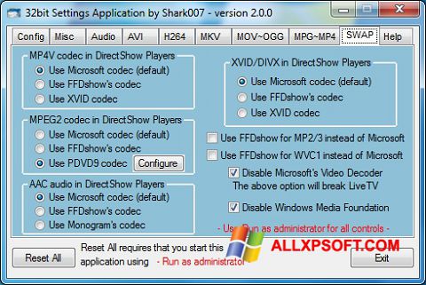 Screenshot ADVANCED Codecs Windows XP