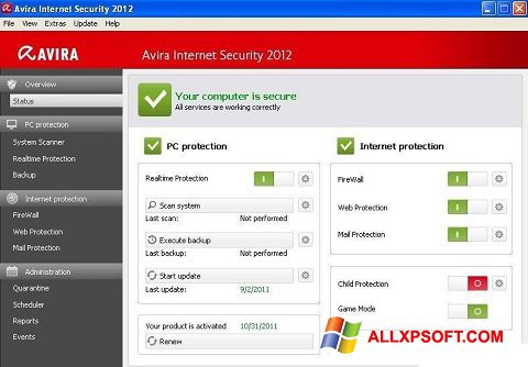 Screenshot Avira Internet Security Windows XP