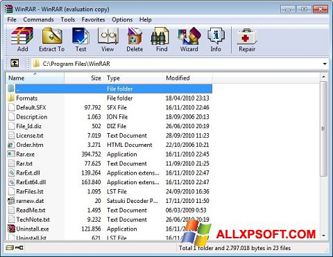 Screenshot WinRAR Windows XP