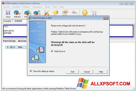 Screenshot Partition Table Doctor Windows XP