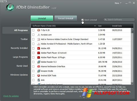 Screenshot IObit Uninstaller Windows XP