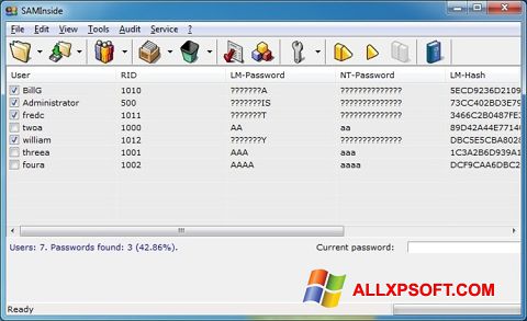 Screenshot SAMInside Windows XP