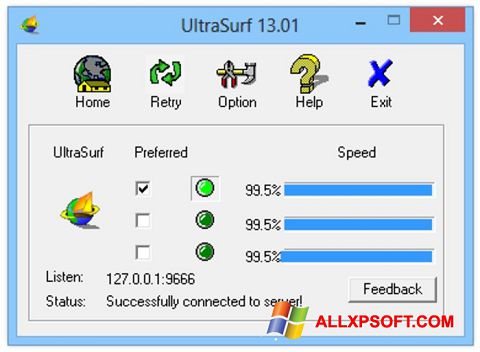 Screenshot UltraSurf Windows XP