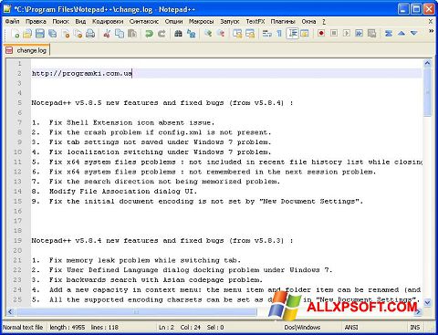 Screenshot Notepad++ Windows XP